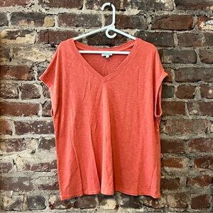 Jessica Simpson Orange V-Neck Short Sleeve Top